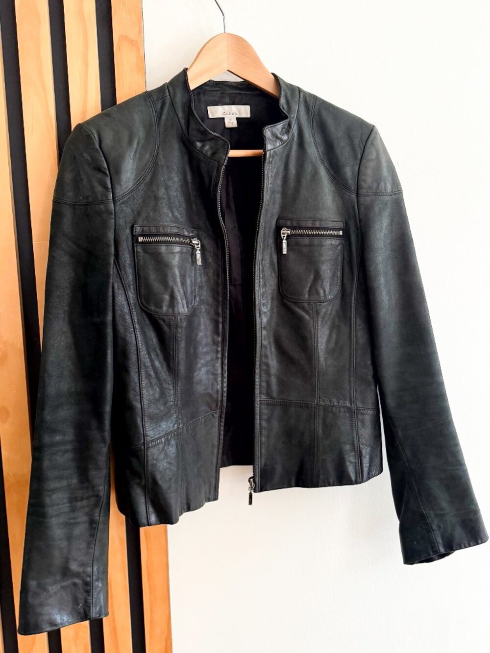 Gorgeous Caslon Black 100% Leather Lived-in Moto Jacket (M)